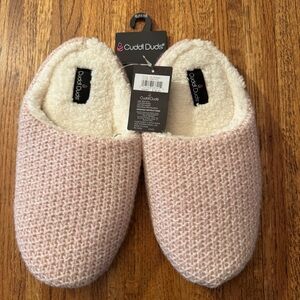 NWT Cuddl Duds Women's Seedstitch Slipper Clogs w/sherpa Lining – Chalk pink